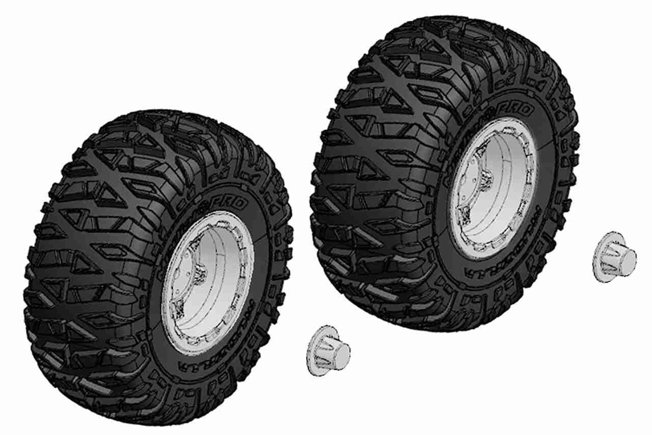 Team Corally Tire and Rim Set Truck Chrome Rims 1 Pair Team Corally Tire and Rim Set Truck Chrome Rims 1 Pair