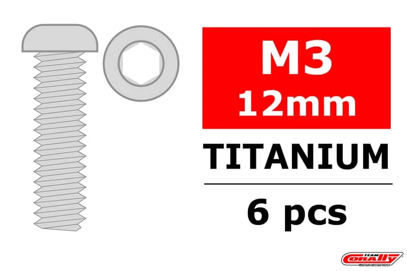 Team Corally Titanium Screws M3 x 12mm Hex Button Head 6 pcs Team Corally Titanium Screws M3 x 12mm Hex Button Head 6 pcs