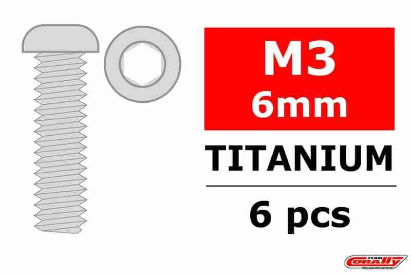 Team Corally Titanium Screws M3 x 6mm Hex Button Head 6 pcs Team Corally Titanium Screws M3 x 6mm Hex Button Head 6 pcs