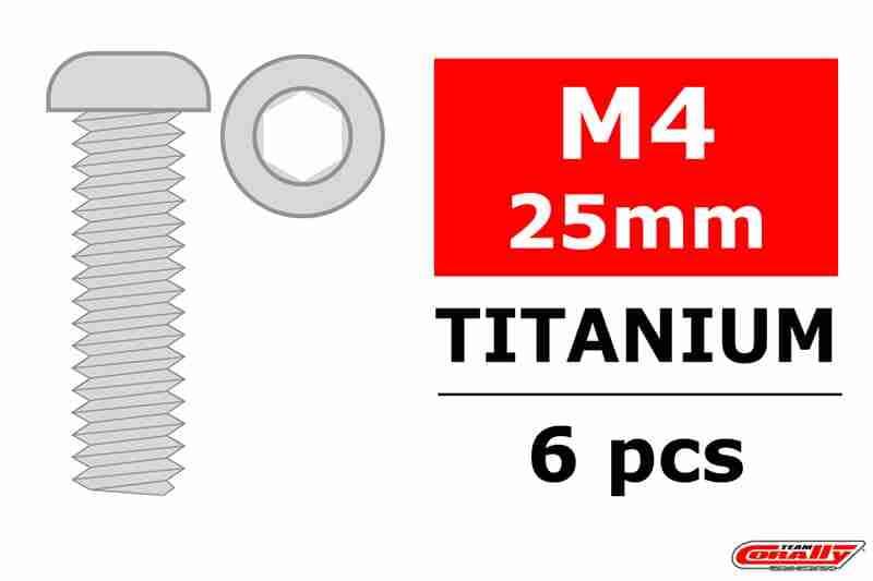 Team Corally Titanium Screws M4 x 25mm Hex Button Head 6 pcs Team Corally Titanium Screws M4 x 25mm Hex Button Head 6 pcs