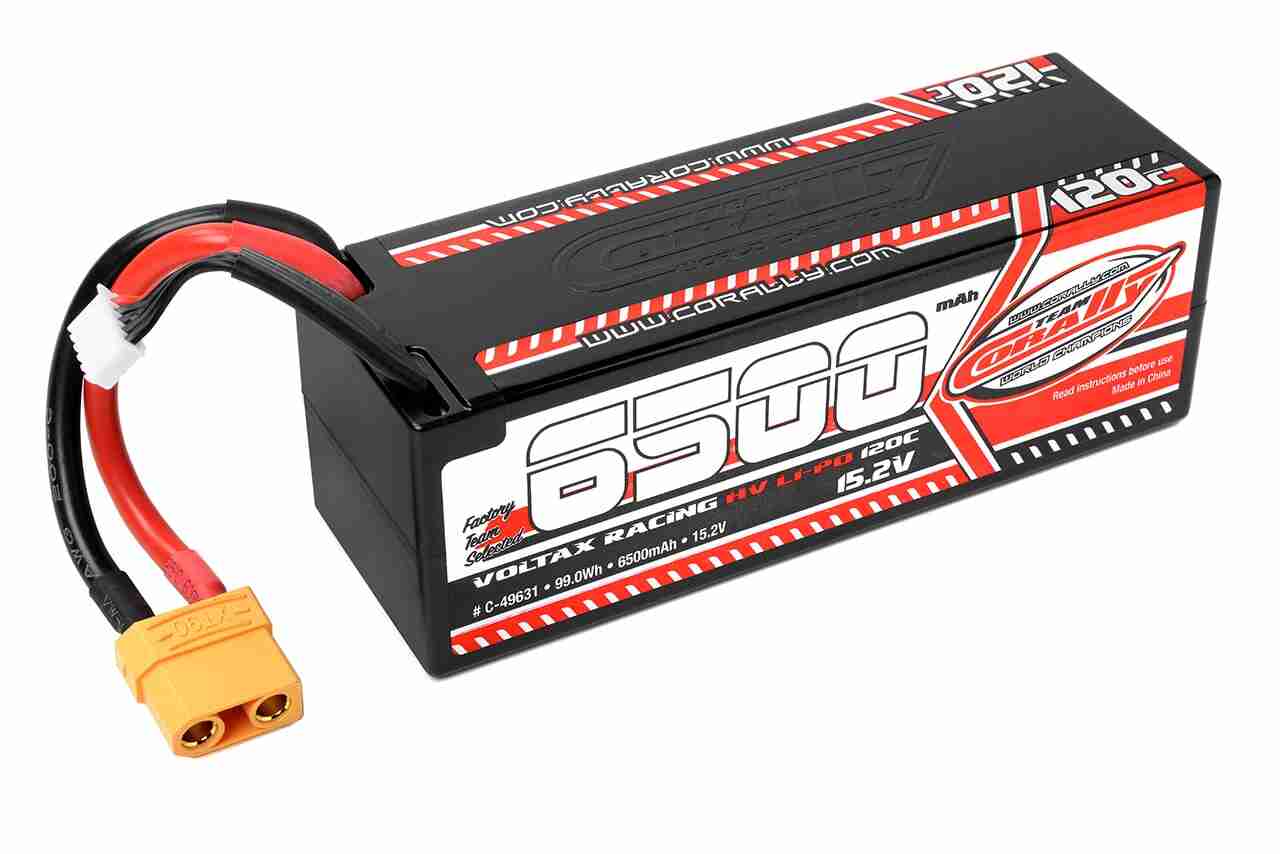 Corally Voltax 120C LiPo HV Battery 6500 mAh 15.2V Stick 4S Hard Wire XT90 Corally Voltax 120C LiPo HV Battery 6500 mAh 15.2V Stick 4S Hard Wire XT90