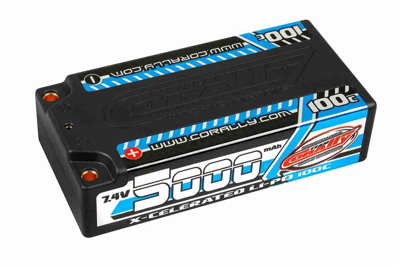 Corally X-Celerated 100C LiPo Battery 5000 mAh 7.4V Stick 2S 4mm Bullit Corally X-Celerated 100C LiPo Battery 5000 mAh 7.4V Stick 2S 4mm Bullit
