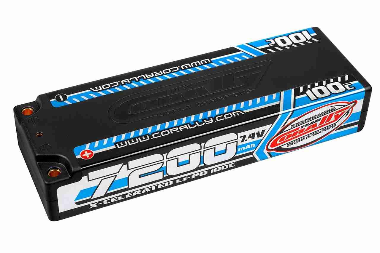 Corally X-Celerated 100C LiPo Battery 7200 mAh 7.4V Stick 2S 4mm Bullit Corally X-Celerated 100C LiPo Battery 7200 mAh 7.4V Stick 2S 4mm Bullit