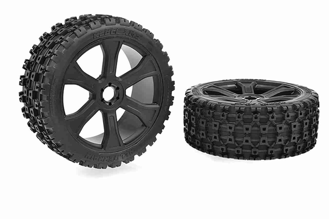 Team Corally XL6S Tires Rebel XMS Low Profile Glued on Black Rims 1 Pair Team Corally XL6S Tires Rebel XMS Low Profile Glued on Black Rims 1 Pair