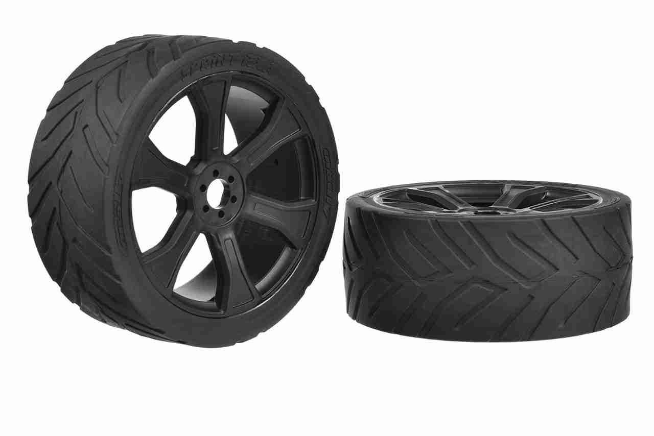 Team Corally XL6S Tires Sprint RXA Street Tires Low Profile Glued on Black Rims 1 Pair Team Corally XL6S Tires Sprint RXA Street Tires Low Profile Glued on Black Rims 1 Pair