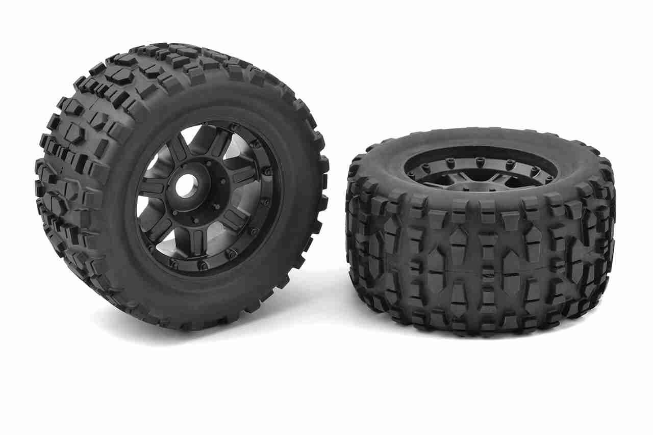 Team Corally XP4S MT Tires Grabber Glued on Black Rims 1 Pair Team Corally XP4S MT Tires Grabber Glued on Black Rims 1 Pair